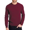 T-shirt da uomo 2023 T-shirt da uomo elastica O-Collo Camicia da uomo a maniche lunghe per uomo T-shirt in lycra e cotone Abbigliamento uomo TShirt T-shirt di marca