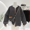 Kurtki damskie Vintage Cotton Cardigan Jacket Autumn Solid Color Casual Stand-U-Up Single Breast Cllar Grey Black Baseball Coat