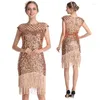Sukienki imprezowe wspaniałe bliski Bling cekin meiMaid koktajl Seksowna vintage Tassel Illusion Woman Evening Banquet Gownjq1067