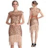 Party Dresses Gorgeous Sparkle Bling Sequin Meimaid Cocktail Dress Sexy Vintage Tassel Illusion Woman Evening Banquet GownJQ1067