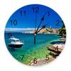 Wall Clocks Beach Boat Houses PVC Clock Modern Design Living Room Decoration Home Decore Digital