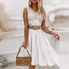 Casual Dresses Sexy V Neck Patchwork Sundresses Women 2023 Spring Fashion Embroidery Lace Party Dress Sleeveless Tank Summer Beach