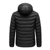 メンズジャケット冬のジャケット風の折りた幅のダウンコートハイカラーのフード付きネックジッパーポケットが厚くなった暖かい調整可能