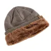 Nya unisex slouchy vinterhattar tillsätt pälsfodrade män och kvinnor varm mössa cap casual etikett dekor vinter stickade hattar gc2479