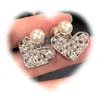 Pendientes colgantes de perlas de temperamento vintage, delicados y románticos pendientes llenos de diamantes huecos para damas, regalo para que las parejas expresen su amor sin DHL