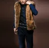 Hele bruine nepbontjassen voor mannen 2017 winterbontvest jas groot formaat warm mouwloos uitloper heren bontjas met capuchon overjas8743973