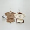 Rompers 6 maanden tot 4 jaar oude babykleding Outfits Zomer Korte mouwen T -shirt Sets Toddler Kostuum Gedrukte cartoon Cute Girls Suits 230427