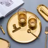 Organizacja do przechowywania kuchni Złota owalna biżuteria na talerz Mała taca ze stali nierdzewnej przekąsek ciasto owocowe dekoracja herbaty