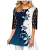 Women's Blouses Plus Size 4xl 5XL Shirt Blouse Female Spring Summer Tops Half Sleeve Lace Splice Print Boho Women