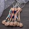 Pacifier Holders Clips# Beech Wood Chew Bead Clips Chain Pentagram Dummy Soere S Nipple for Baby Titting Touch Toy 230427