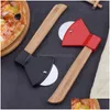 Fruit Vegetable Tools Axe Bamboo Handle Pizza Cutter Rotating Blade Home Kitchen Cutting Tool Inventory Wholesale Drop Delivery Ga Dhgol