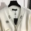 Damestruien Designer Borduurmotief Gebreid Top Meisjes Milan Runway V-hals Letter Button Shirt Vest 49H7