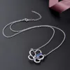 Lefei Sieraden 925 Zilver Mode Trendy Luxe Verse Diamanten Set Blauwe Hoek Vleugel Vlinder Ketting Voor Vrouwen Bruiloft Charme cadeau