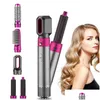 Curling Irons Hair Dryer 5 In 1 Electric Comb Negative Ion Straightener Brush Blow Air Wrap Wand Detachable Kit Home 220119 Drop Deliv Dhyos