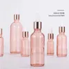 Rosa Glas-Tropfflasche 5-100 ml Aromatherapie-Flüssigkeit Essential Basic Parfümröhrchen Massageöl Pipette Nachfüllbare Flaschen Pkwxc