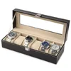 Obserwuj skrzynki Paski Organizator przechowywania zegarków podróżniczych PU skórzany szklany wyświetlacz skrzynki i biżuterii 231127