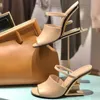 Nouveau Style étrange or lettre talon sandales été 2023 femmes robe fête chaussures de créateur mode luxe pantoufles Slingback