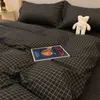 Sängkläder sätter Nordic Grid Däcke Cover Set med Bedlese Case 220x240 quilt 4st/3pcs Fashion Comporter Bed LinenVaiduryd