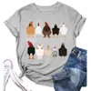 T-shirts kvinnor kycklingskjorta mamma söt rolig kyckling grafisk tees casual oneck kort ärm gårdsland liv tshirt sommar toppar