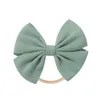 Hårtillbehör 40pc/parti 4.3 "Bomull Bow Baby Nylon pannband Girls Solid Candy Color Bowknot Elastic Hairbands Kid Clips Barrettes Headwear