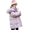 Пуховое пальто 2023, зимняя куртка, парки для девочек, пальто с меховым воротником и капюшоном, детская теплая одежда с толстой хлопковой подкладкой, детская верхняя одежда XMP538