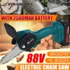 Zaagbladen 88V 800W Electric Chain Saw Lithium Battery Mini Pruning Onehanded Garden Tool With Chain Saws Rechargeable Woodworking Tool