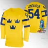 Suecia Hockey 2023 IIHF Campeonato Mundial Jersey Lucas Raymond Leo Carlsson Rasmus Sandin Anton Lindholm Jonathan Pudas Joel Persson Alexander Nylander Jerseys