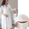 Robes de maternité délicates évider robes de maternité blanches robe d'allaitement vêtements de maternité femmes enceintes vêtements de grossesse en vrac 230428
