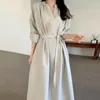 Casual Kleider Koreanische Mode Kleid Für Frauen Kleidung Weibliche Herbst 2023 Frühling Elegante Party Solide Langarm Maxi Frau Vestido