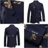 Mens Suits Blazers Bee Embroidery Blazer Slim Fit Mascino Abiti Uomo Prom T ull för män Stylish Suit Jacket1 Drop Delivery Apparel CL OTGVB