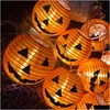 Parti Dekorasyonu Cadılar Bayramı Prop Pumpkin LED String Işık 10 Tutucu Bar Lights Noel Festival Lamba Şeridi Katlanmış Damla Dhd9b