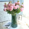 Artificial Western Rose Flowers Artificial 3 Head Peony Wedding Party Home Decor Silk Materials Peony Flower Fake Flowers J0428