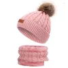 Hårtillbehör Hårtillbehör Baby Hat Scarf Suit Autumn Winter Knitted Kids Set Cotton Girls and Boys Hats Neck Children 2-8 Dro Dhaiz