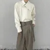 Chemises décontractées pour hommes Abstinence Style Décolleté irrégulier Personnalisé Mens Chemise à manches longues Coréen Polyvalent Simple Solide Lâche