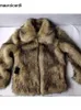 Casaco Masculino De Pele De Pele Falso Mauroicardi Inverno Curto Grosso Quente Peludo Shaggy Faux Raccoon Fur Coat