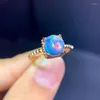 Cluster ringen yulem kleurrijke natuurlijke opaal edelsteen bloemring voor vrouwen real 925 sterling zilveren charme fijne feest sieraden ronde vorm