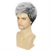 Synthetic Wigs Dark Gray Gradient Ffy Men's Short Curly Wig Fashionable Synthetic Fiber Wig Cover