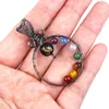 Colares de pingentes fios feitos à mão embrulhados 7 contas de pedra de cristal de chakra para jóias que produzem acessórios de necking diy
