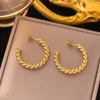 Hoop Earrings Stainless Steel Elegant For Women Vintage Wedding Engagement Aesthetic Jewerly Aretes E189