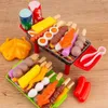 Kitchens Play Food Baby Pretend Kitchen Kids Toys Simulation Barbecue Cookware Cooking Role Educational Gift for Children 230427