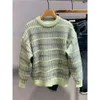 2023 maglione lavorato a maglia pullover allentato a righe da uomo nuovo autunno/inverno moda retrò coppia di lino coreano ispessito