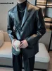 Мужские куртки Mauroicardi весна-осень черный мягкий пиджак из искусственной кожи мужские повседневные свободные роскошные водонепроницаемые мужские s и пальто 231128