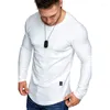 T-shirts pour hommes automne hiver hommes T-shirt à manches longues sport décontracté col rond haut chemise de fond