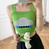 Toppar Green Knit Tube Top Women Camisole Bottoms ärmlös kvinnlig stickadryck Vest 2022 sommar ny