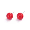 Stud Earrings 925 Sterling Silver Female Sweet Earring 6mm Red Bead Simple For Women Girl Fashon Jewelry