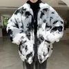 Mäns päls faux päls Mauroicardi Autumn Winter Overdimensionerade tjocka varma färgglada ko Print fluffig jacka långärmad blixtlås Lossa casual faux kappa män 231127