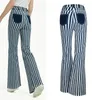 Pantaloni da donna Taglia EU Vita alta Skinny Femme Stripe Pantaloni a gamba larga Color Blocking Pocket Decorazione Flare