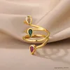 Fedi nuziali Anelli Waterdrop in acciaio inossidabile con zirconi per le donne Anello aperto color oro a tre strati Anello twist di lusso estetico gioielli da sposa regalo R231128