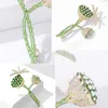 Fashion Creative Lotus Brooches With Dragonfly Women Imitation Pearls Shiny Rhinestones Lotus Brooches Party Jewelry Gifts