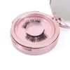 Partihandel Rose Gold Round Plastic Eyelash Packaging Box With Mirror False Eyelashes Lashes Empty Boxes Two Par Box Free Logo BJ